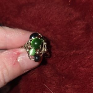 Elegant Green and Black Stone Ring